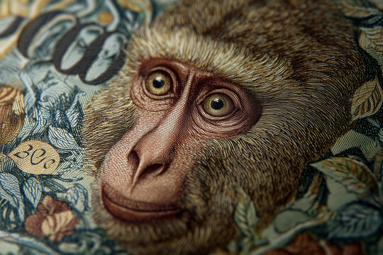 Close up of monkey face on paper money