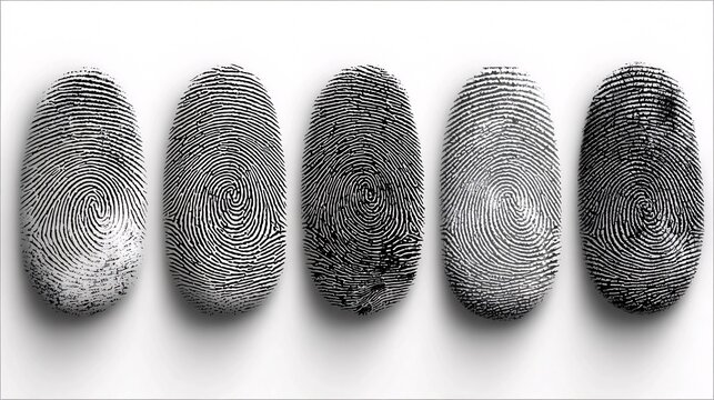 black and white fingerprint pattern set for security and identity verification