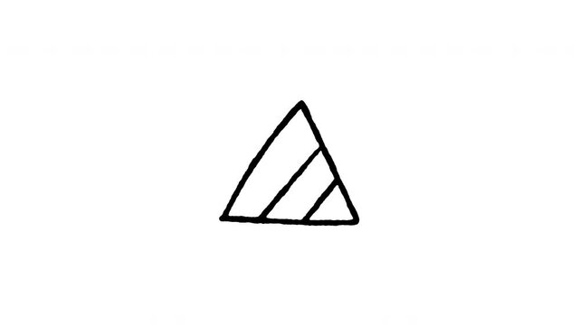 4K hand drawn non chlorine bleach icon featuring boiling line movement. Frame by frame doodle art on black and green screen backgrounds for striped triangle symbol, laundry bleach care.