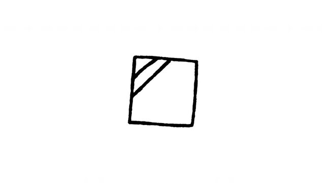 Hand drawn 4K shade dry only doodle animation with boiling line motion. Frame by frame outline on black and green screen backgrounds, perfect for square diagonal line, garment dry care.