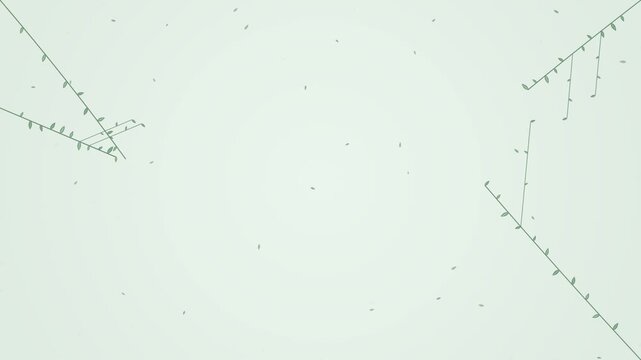 Green vine branches with falling leaves on pale background for organic nature animation.