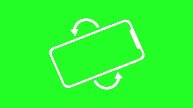 Smartphone Screen Rotation Animation With White Arrows on Green Background