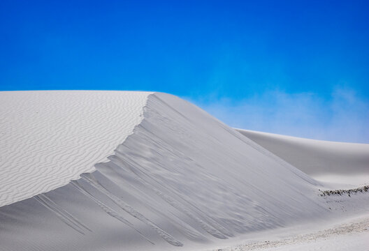 White gypsun sand dunes in White Sands National Park in New Mexico USA