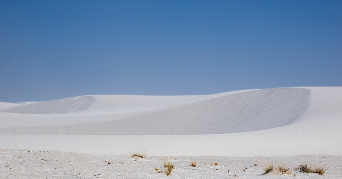 White gypsun sand dunes in White Sands National Park in New Mexico USA