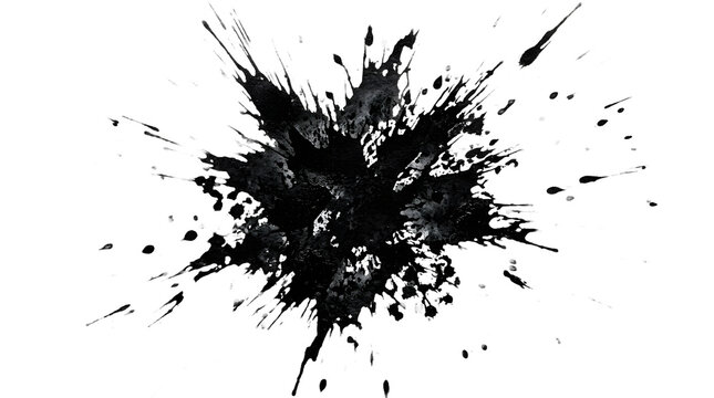 An abstract black ink splash on a white background, suggesting chaos and creativity.