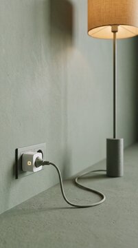 Smarter Zwischenstecker verbindet Stehlampe in Nahaufnahme