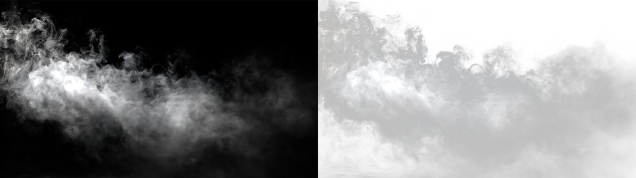 Gray smoke billows across a transparent background with a soft texture and flow in an abstract formation during no specific time, PNG with a light overlay