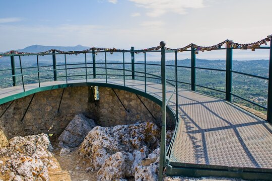 Love padlocks overlooking Corfu from Kaiser's Throne