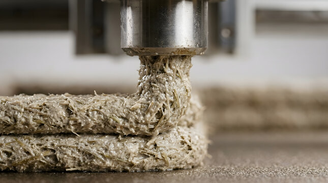 Hemp crete material extruding fr isolated on clean surface for modern commercial business asset
