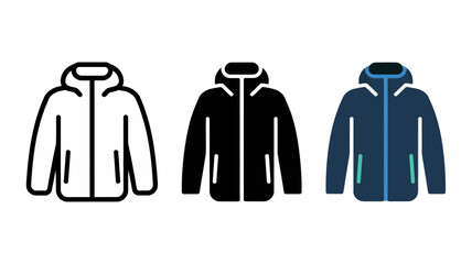 Winter jacket icon set, hooded parka vector, outdoor apparel line art icons Editable Vector © ARF Studio