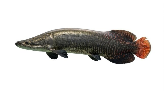 Arapaima Fish Side View Isolated on White Background