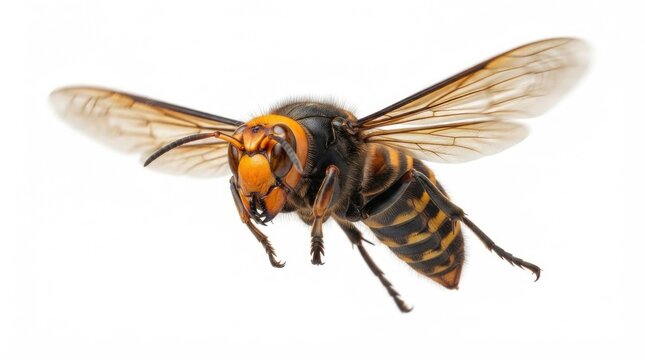 Hornet Flying Isolated on White Background