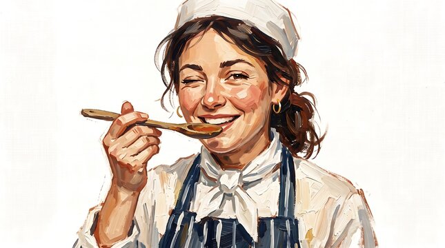 Smiling Chef Tasting Food