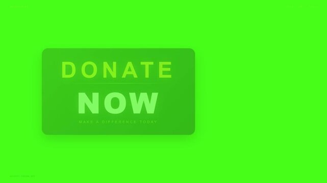 Animated Donate Now Call To Action Button With Make A Difference Today Text On Green Screen Background