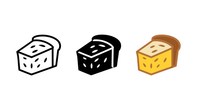 Bread slice vector icons, whole grain toast set, bakery food symbols for menu Editable Vector