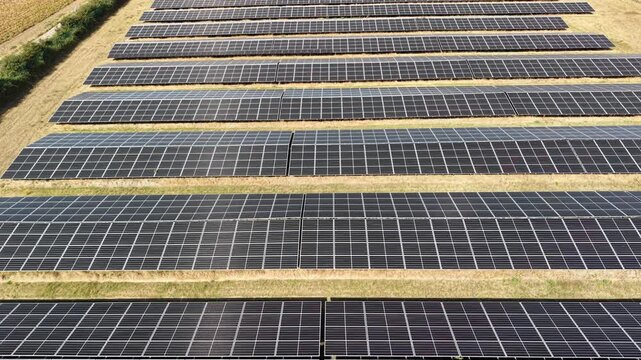 Solar farm. green technology providing a source of safe, locally produced renewable energy