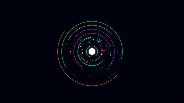 Circular cosmic orbit speed on black background vector animation