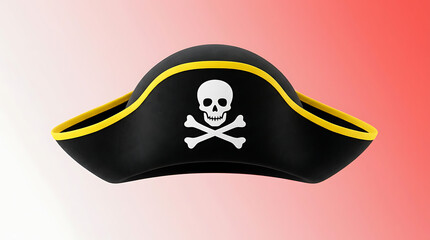 Naklejka premium Classic black pirate hat with iconic white skull and crossbones symbol, perfect for adventure themes