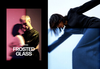 Vertical Frosted Glass Photo Effect For Poster And Print Design