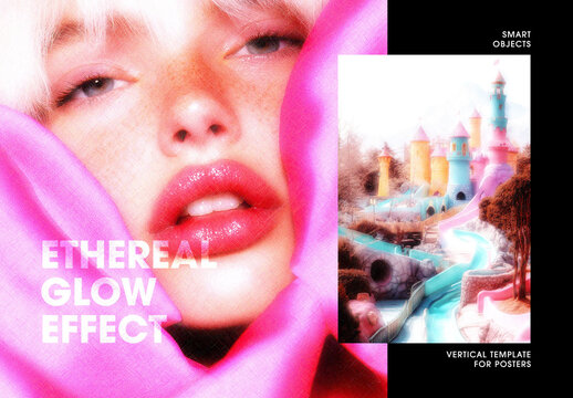 Vertical Ethereal Glow Photo Effect For Poster And Print Design