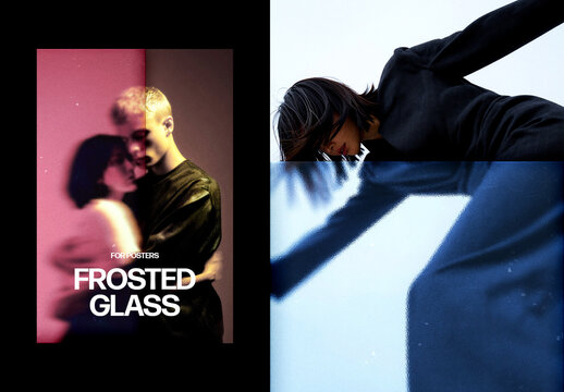 Vertical Frosted Glass Photo Effect For Poster And Print Design
