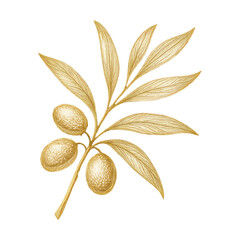 Naklejka premium PNG Golden olive branch illustration.