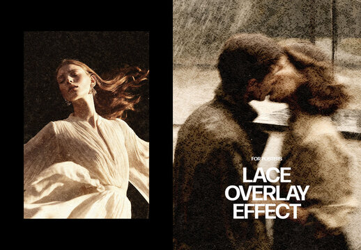 Vertical Lace Overlay Photo Effect For Poster And Print Design
