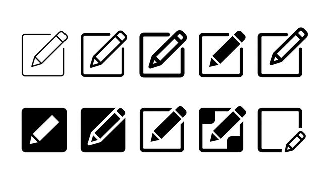 Set of edit pencil icons in various styles