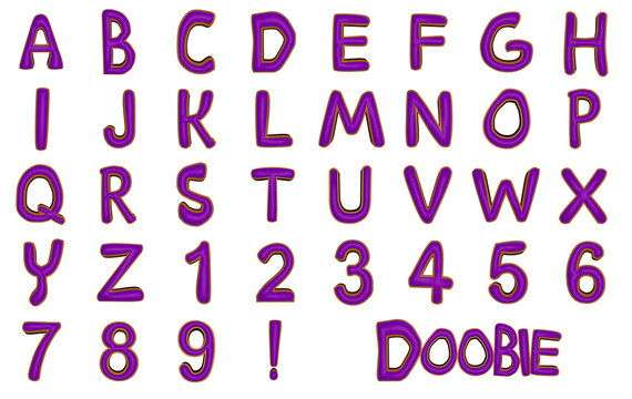 Doobie doo cartoon 3D rendered alphabet