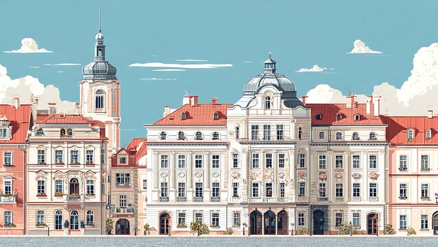 Karlsbad Architecture Vector Illustration on White Background
