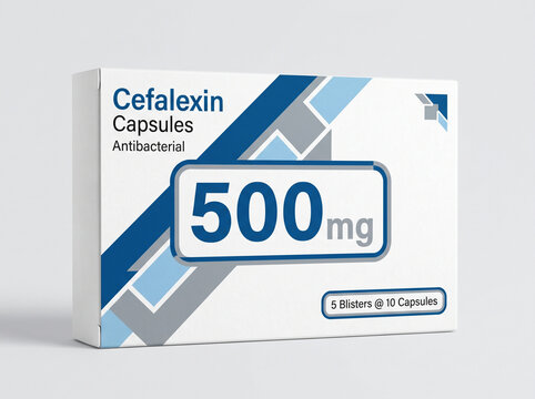 Pack of 500mg antibiotic capsules for bacterial infections