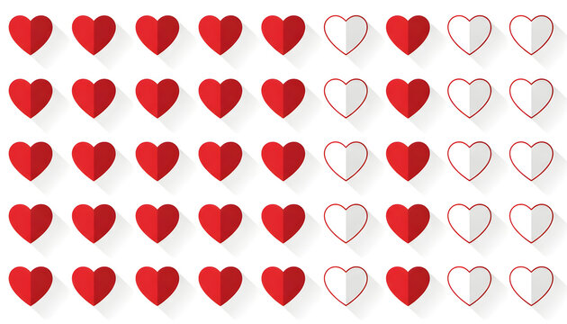 A set of paper hearts with different shapes