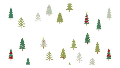 Obraz premium Assortment of Decorated and Plain Christmas Trees evergreen trees plain trees
