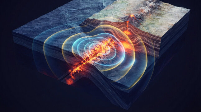3d illustration of an oceanic tectonic plate cross section s