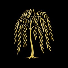 Obraz premium Elegant golden willow silhouette design.