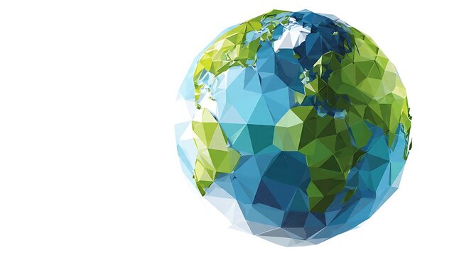 Low Poly Earth Vector Illustration on White Background
