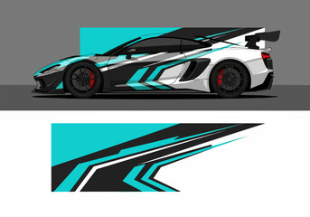 Fototapeta premium Futuristic sports car with dynamic racing decals and sleek design