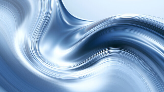 Abstract Blue Metallic Flowing Wave Background
