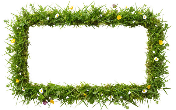 Fresh Green Grass Blades Bottom Border Lawn Line Isolated