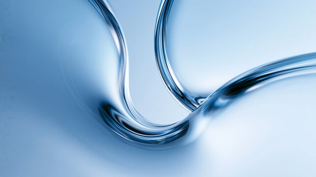 Abstract Blue Liquid Water Wave with Curved Flow