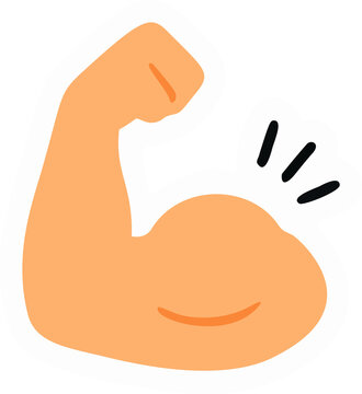 Muscular arm flexing biceps icon isolated on white background, 3D strong arm strength gym workout and bodybuilding concept