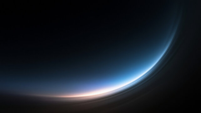 Curved Planet Horizon with Glowing Atmosphere in Deep Space