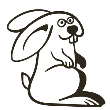 Cute rabbit character cartoon line art vector illustration isolated on background. Farm animal for children book or game.