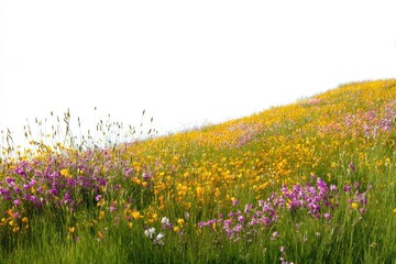 Obraz premium Vibrant wildflowers on grassy hillside.