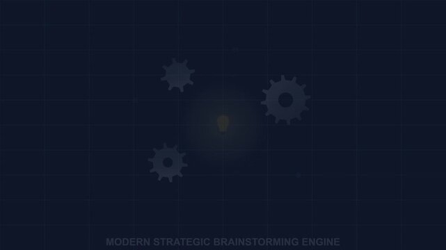 Abstract digital technology background with gears and glowing light bulb