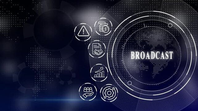 Modern digital icons with globe and circular interface