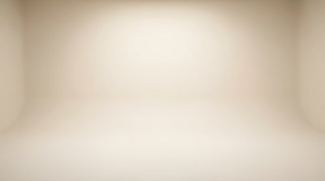 A clean, empty, light beige studio background with a subtle gradient and soft illumination, perfect for product photography or portraits.