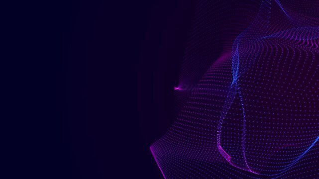 abstract blue and pink wave grid line dots flow side frame animation, futuristic ai technology and science stream social media motion background