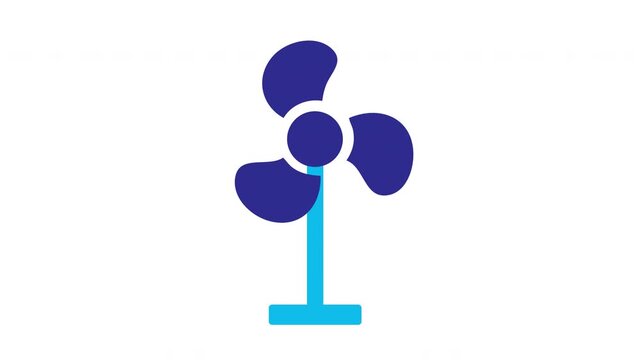 Animated Flat Design Electric Stand Fan Spinning