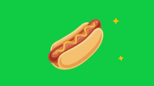 Slow Motion Close Up Grilled Hotdog with Ketchup and Mustard